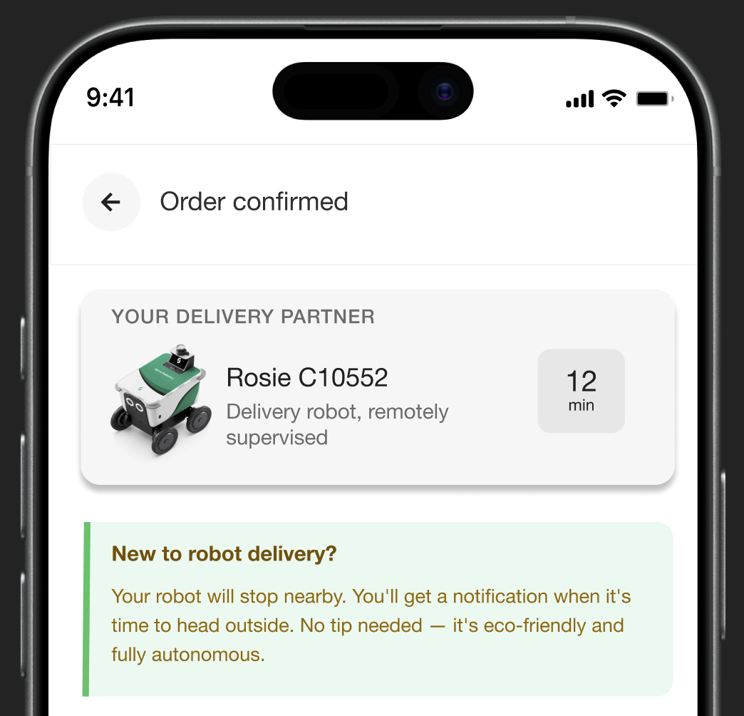 Robot identity screen